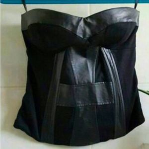 Black leather corset